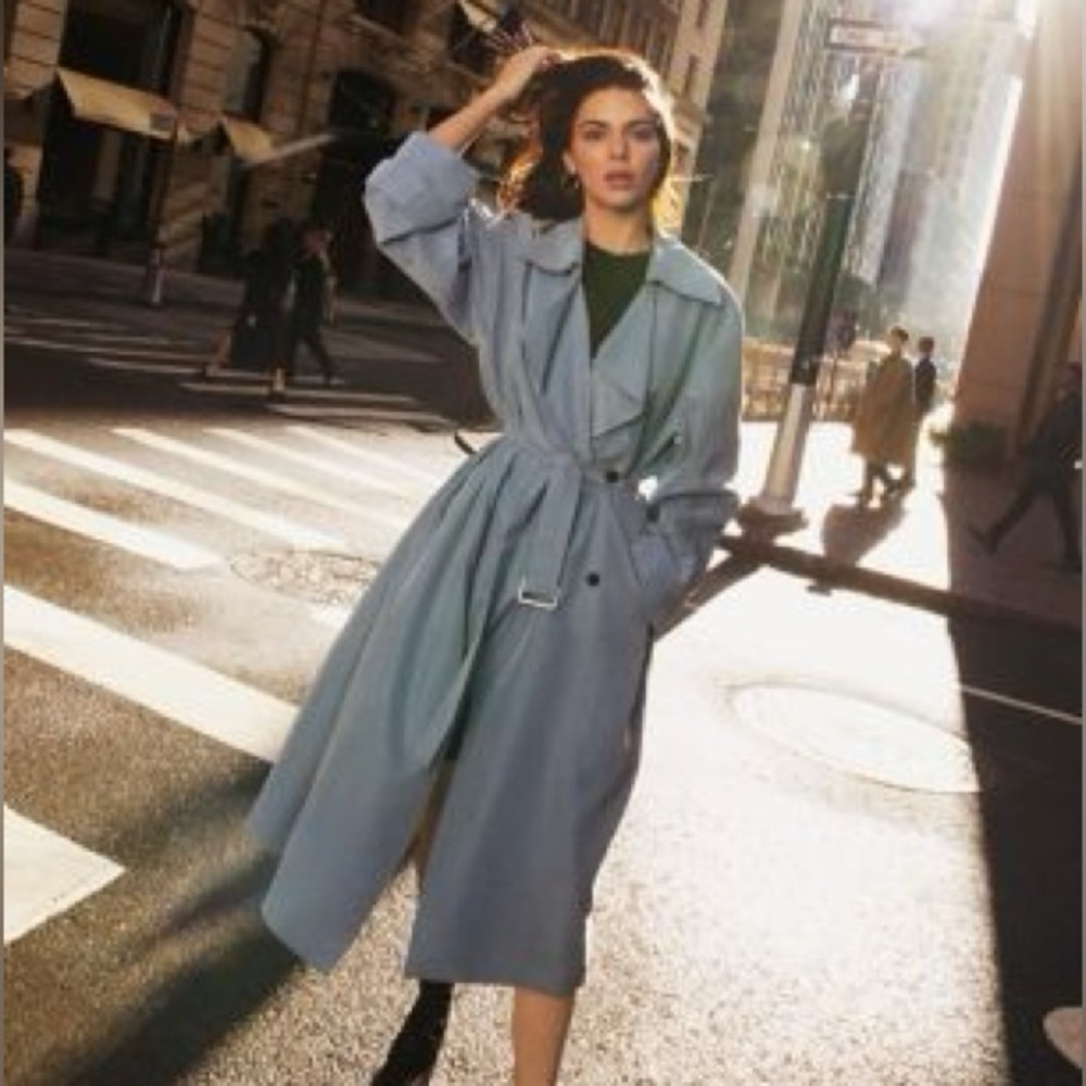 bnwt Calvin Klein blue relaxed fit trench jacket S